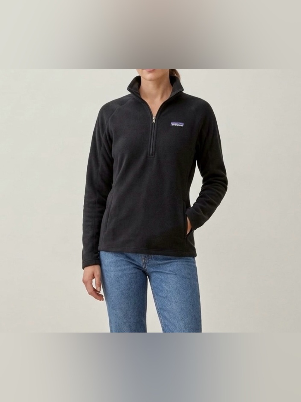 Patagonia Black Micro D Fleece 1/4 Zip Pullover Jacket Sweater Size S Gorpcore
